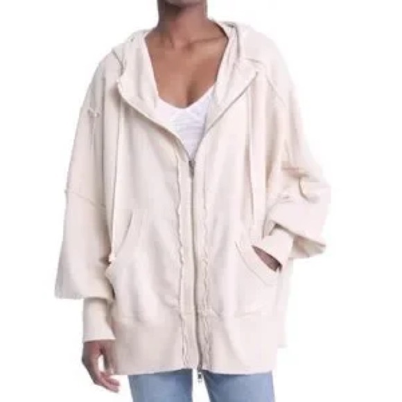 Free People Camden Oversize Cotton Hoodie in white size xs - Picture 2 of 4